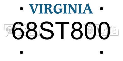 68ST800 Virginia License Plate
