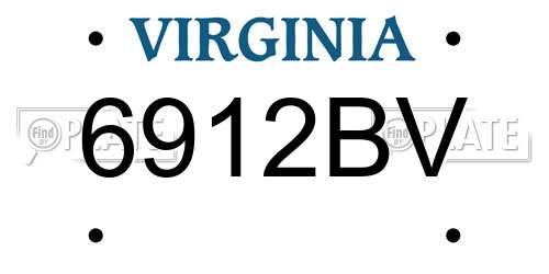6912BV Virginia License Plate