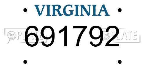 691792 Virginia License Plate