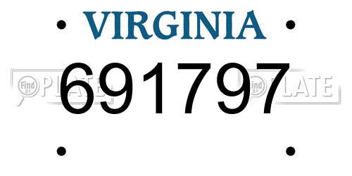 691797 Virginia License Plate