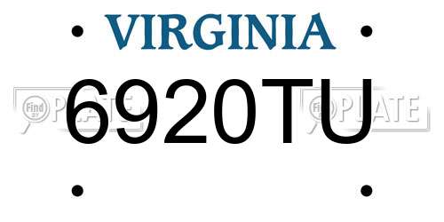 6920TU Virginia License Plate