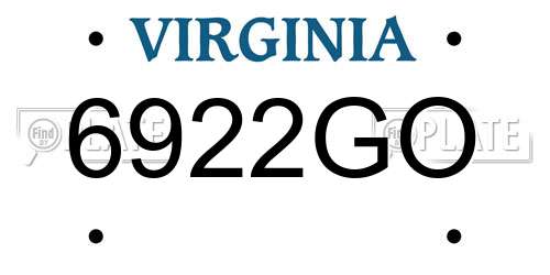 6922GO Virginia License Plate