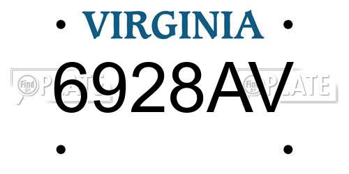 6928AV Virginia License Plate