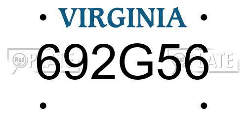 692G56 Virginia License Plate