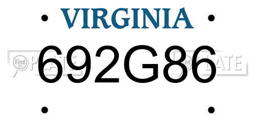 692G86 Virginia License Plate