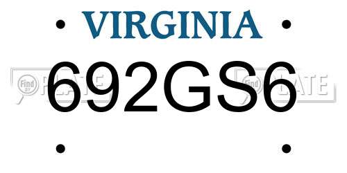 692GS6 Virginia License Plate
