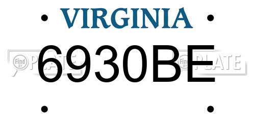 6930BE Virginia License Plate