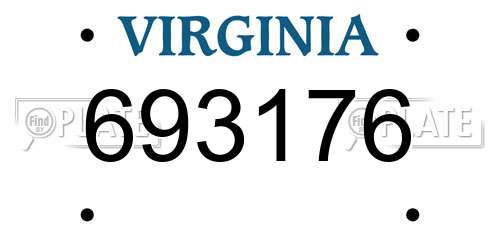693176 Virginia License Plate