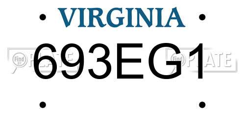 693EG1 Virginia License Plate