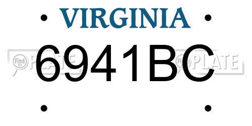 6941BC Virginia License Plate