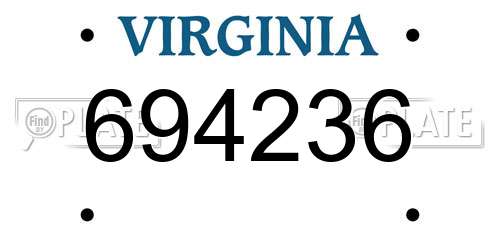 694236 Virginia License Plate