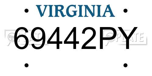 69442PY Virginia License Plate