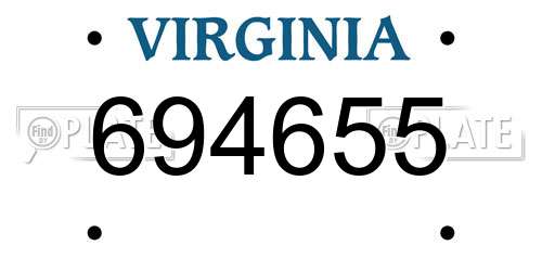 694655 Virginia License Plate