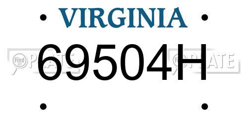 69504H Virginia License Plate