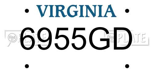 6955GD Virginia License Plate