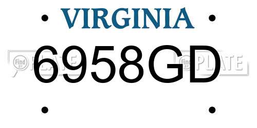 6958GD Virginia License Plate