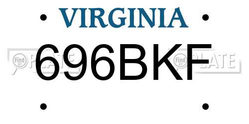 696BKF Virginia License Plate