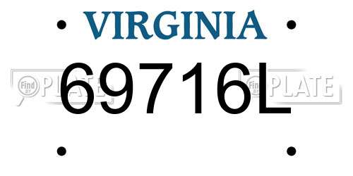69716L Virginia License Plate
