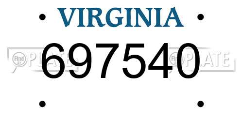 697540 Virginia License Plate