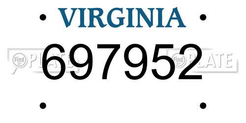 697952 Virginia License Plate