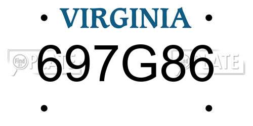 697G86 Virginia License Plate