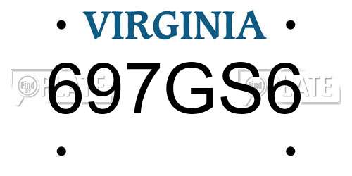 697GS6 Virginia License Plate