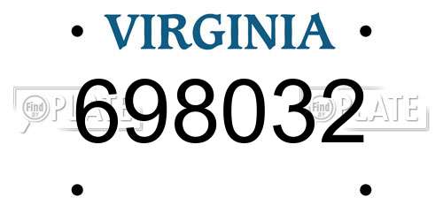 698032 Virginia License Plate