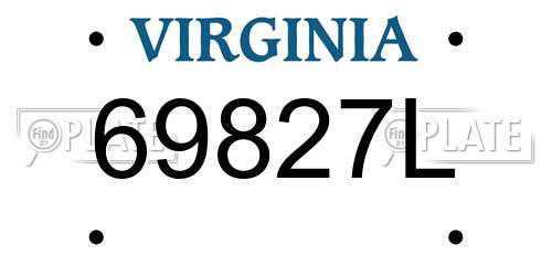 69827L Virginia License Plate