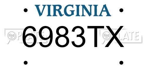 6983TX Virginia License Plate