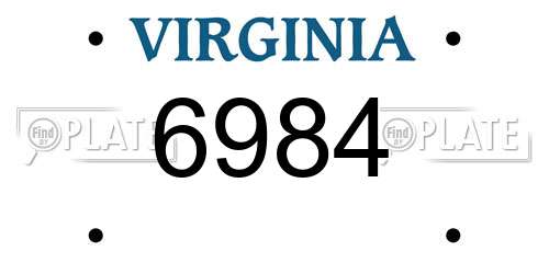 6984 Virginia License Plate