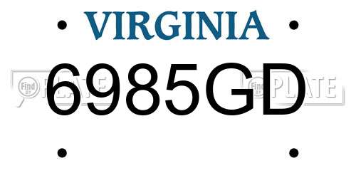 6985GD Virginia License Plate