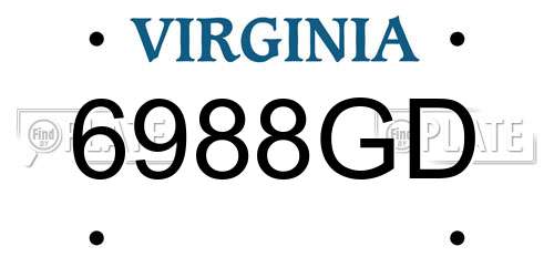 6988GD Virginia License Plate