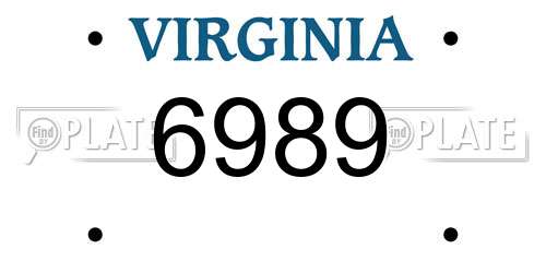 6989 Virginia License Plate