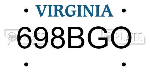 698BGO Virginia License Plate
