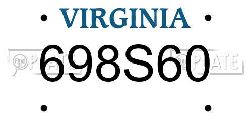 698S60 Virginia License Plate