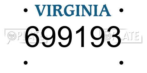 699193 Virginia License Plate