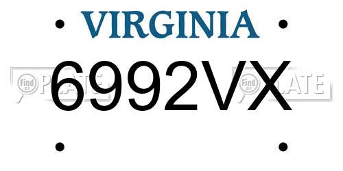 6992VX Virginia License Plate