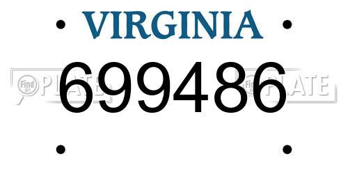699486 Virginia License Plate