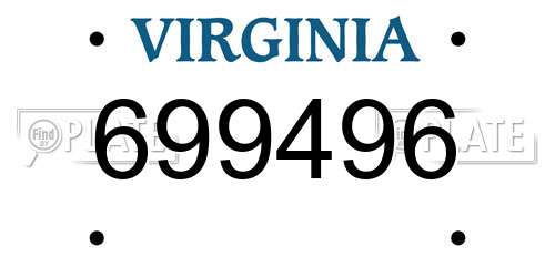 699496 Virginia License Plate