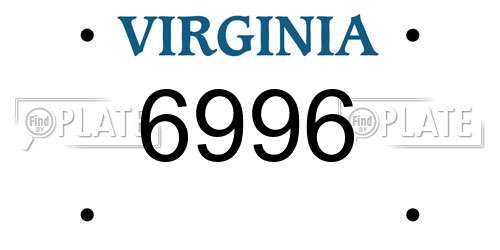 6996 Virginia License Plate