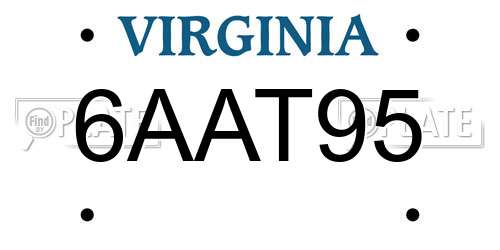 6AAT95 Virginia License Plate