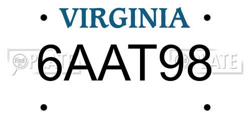 6AAT98 Virginia License Plate
