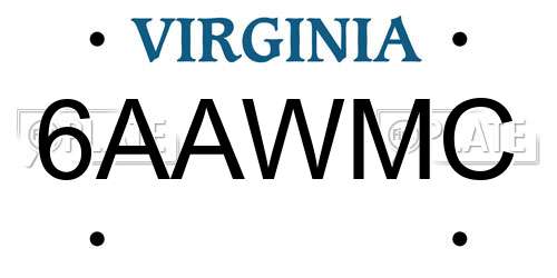 6AAWMC Virginia License Plate