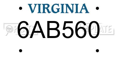 6AB560 Virginia License Plate