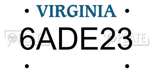 6ADE23 Virginia License Plate