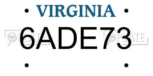 6ADE73 Virginia License Plate