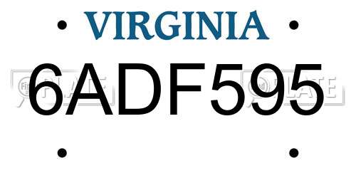 6ADF595 Virginia License Plate