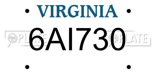 6AI730 Virginia License Plate