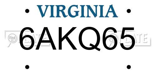 6AKQ65 Virginia License Plate
