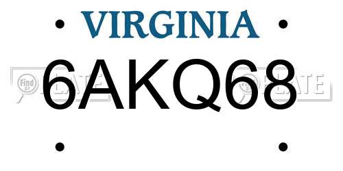 6AKQ68 Virginia License Plate